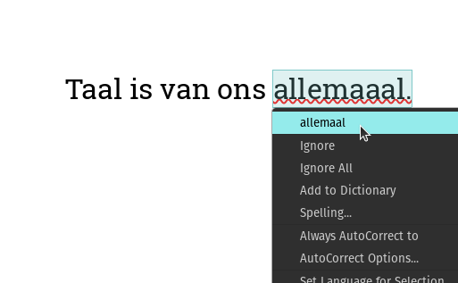 Voorbeeldgebruik spellingcontrole